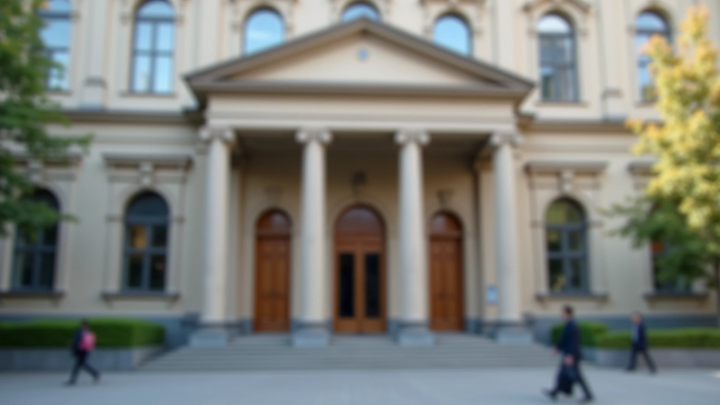 Grundbuchamt-Gebäude mit Eingangsbereich, professionelle Architektur