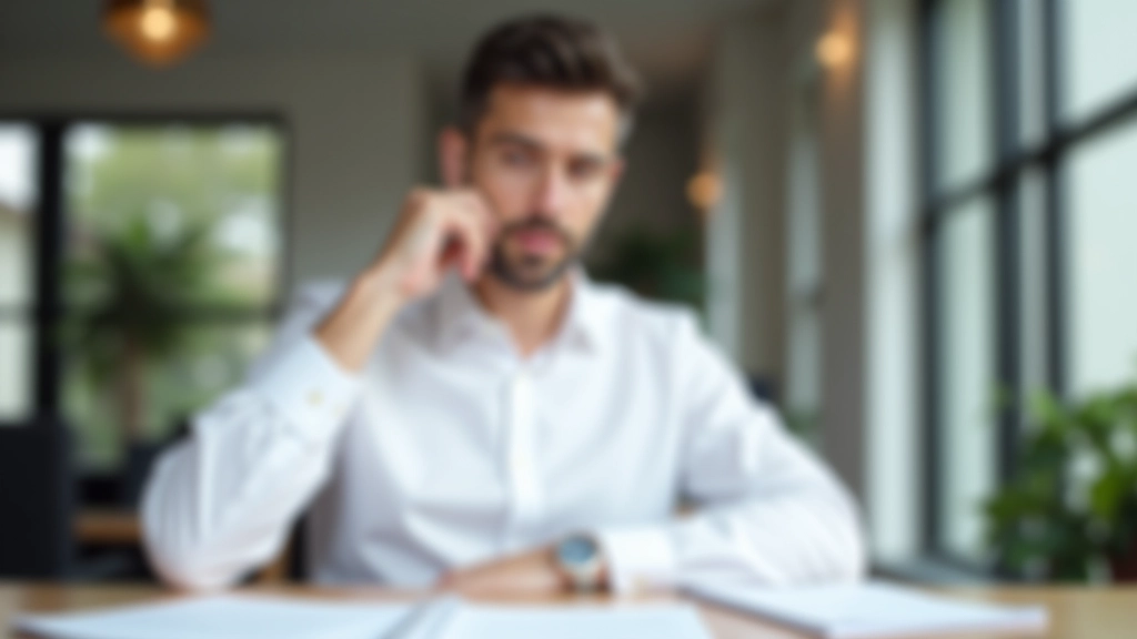 Person blickt nachdenklich auf Finanzpapiere, zeigt Konzentration und Entschlossenheit beim Sparprozess