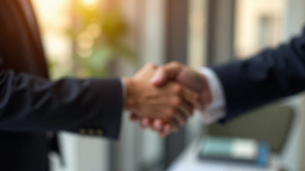 Immobilienmakler zeigt Hausschlüssel an Kunden bei Notartermin